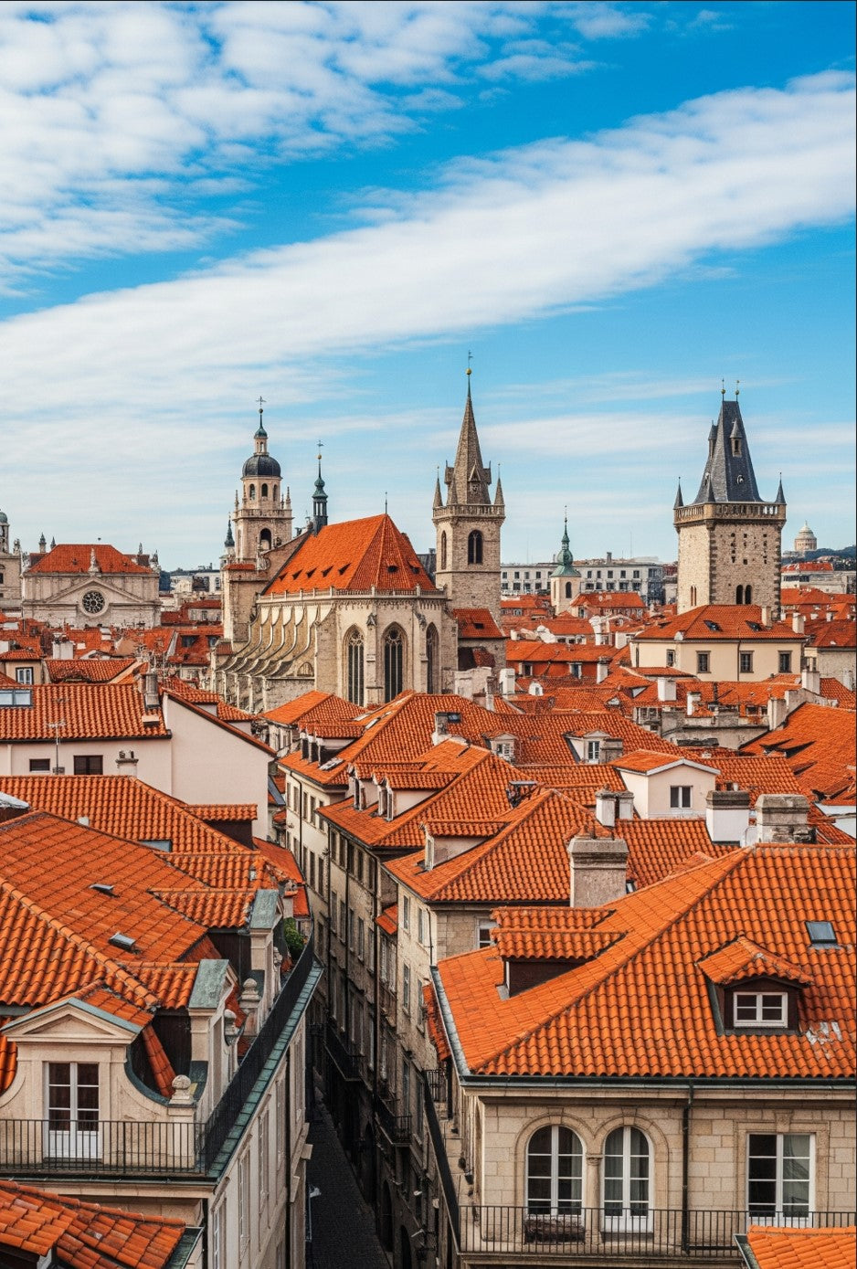 European old-town rooftops scenic insert for Vindow virtual window